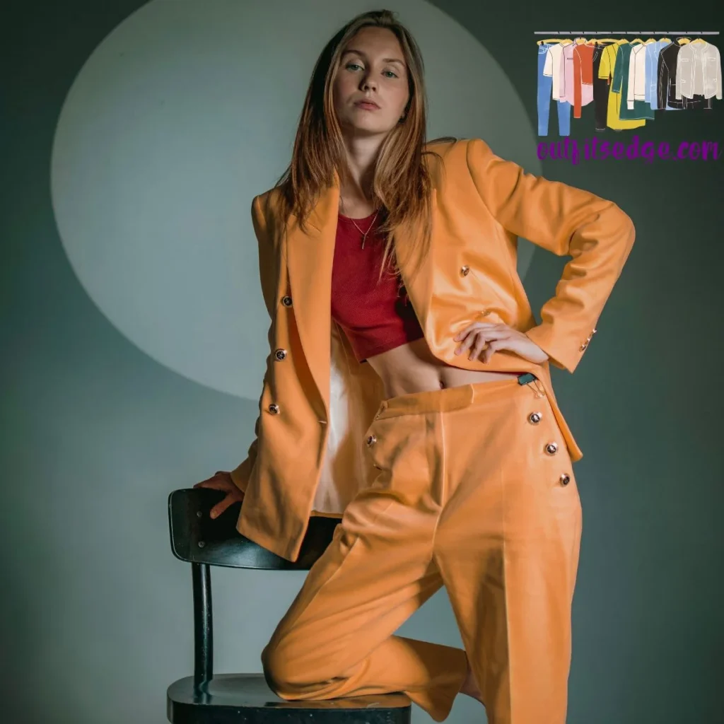 Khaki Suit with a Pop of Color