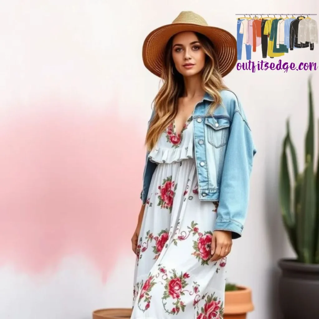 Ruffled Maxi Dress with a Denim Jacket