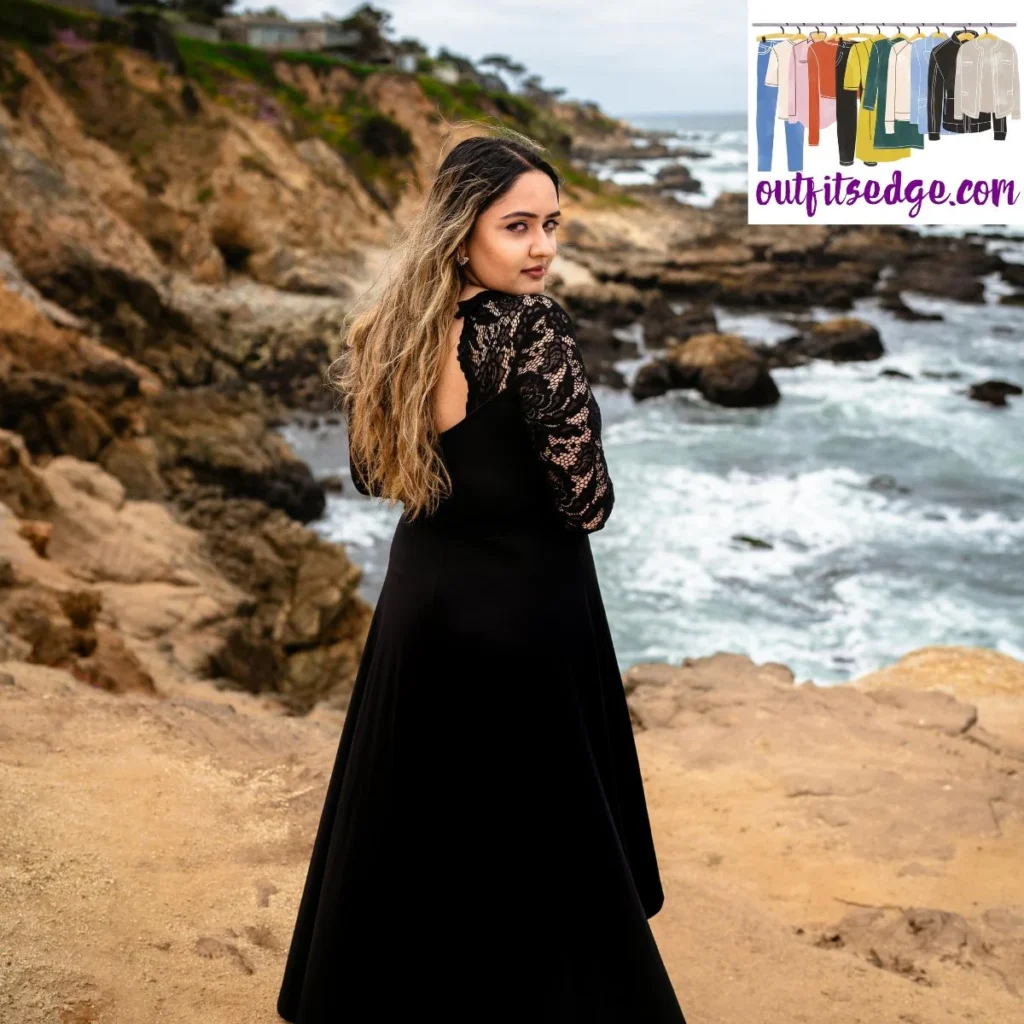Pastel Black Lace Maxi Dress