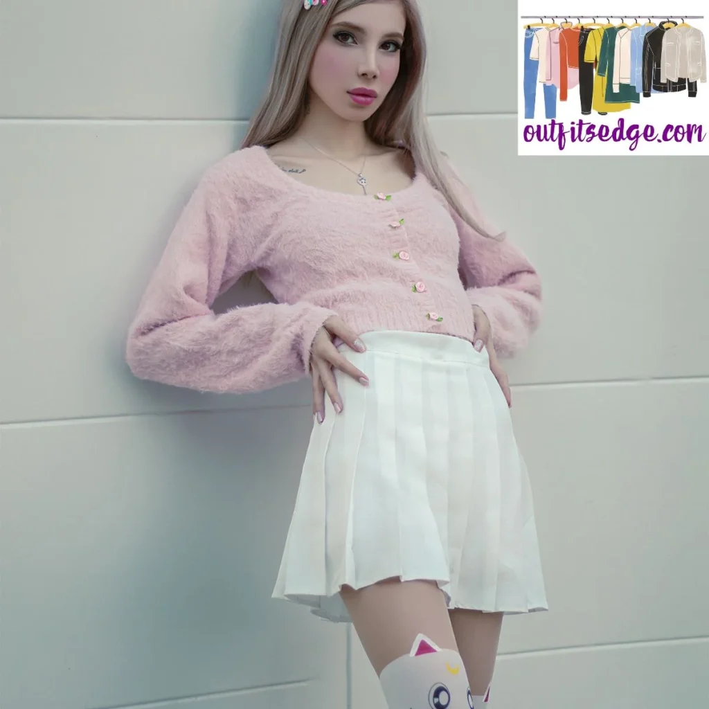 Soft Pink Gothic Corset and Black Skirt